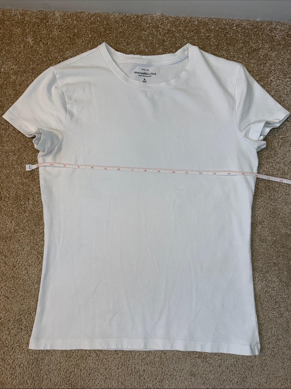 Abercrombie & Fitch Essential Baby Tee in White Slim Crewneck Tee Size Medium - Picture 6 of 8